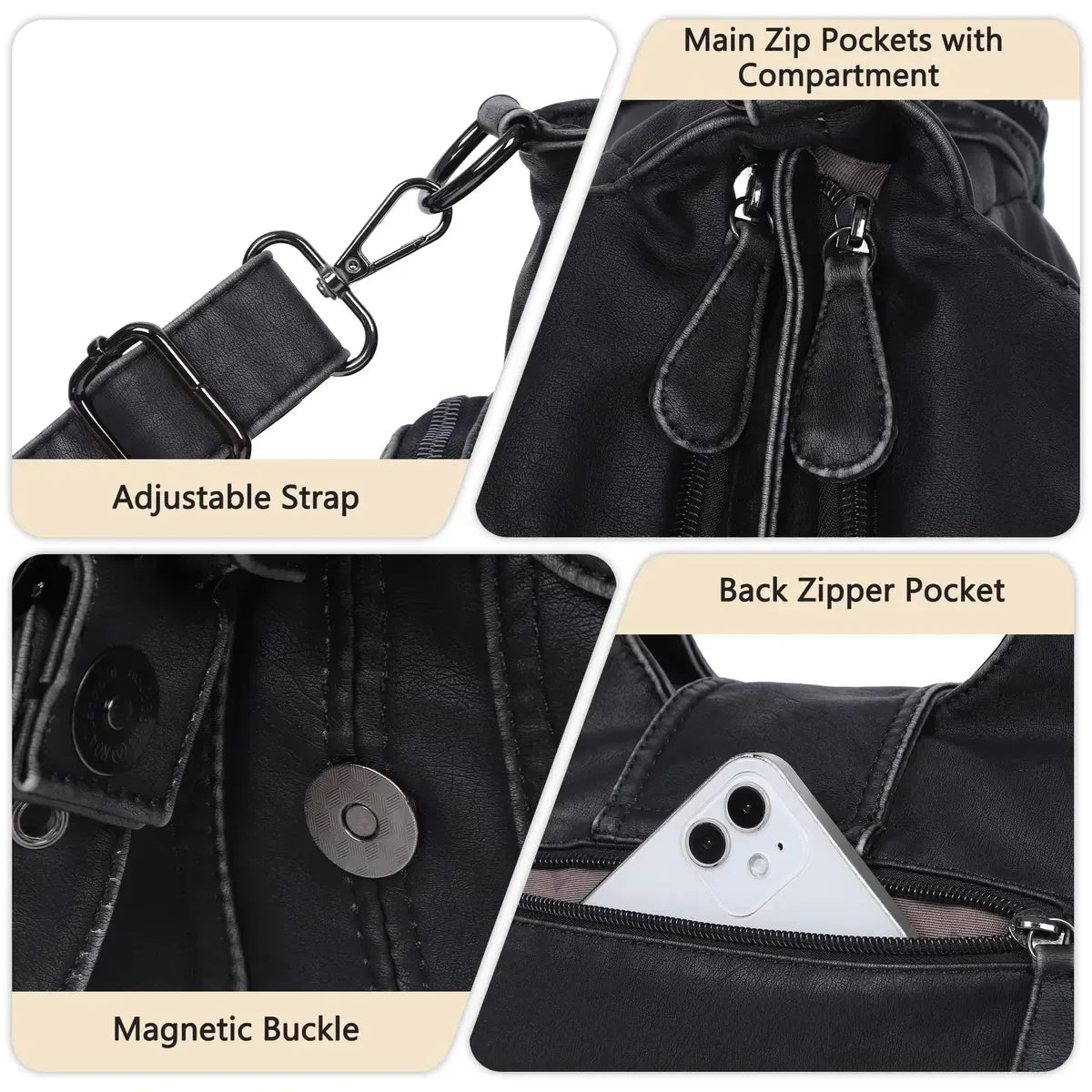 Vintage Multi-Pocket Hobo Bag