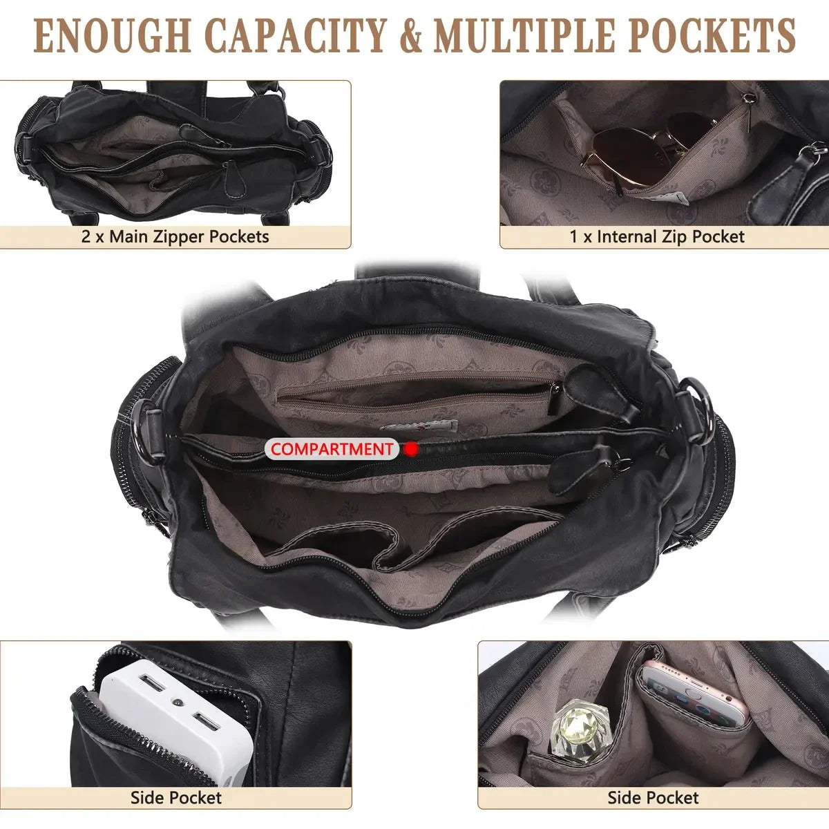 Vintage Multi-Pocket Hobo Bag