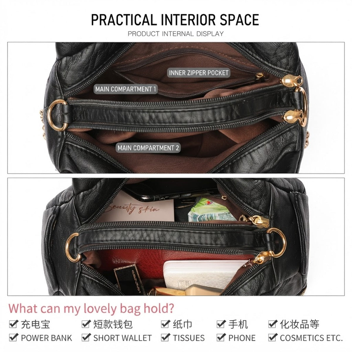 Luxe Multi-Pocket Shoulder Bag