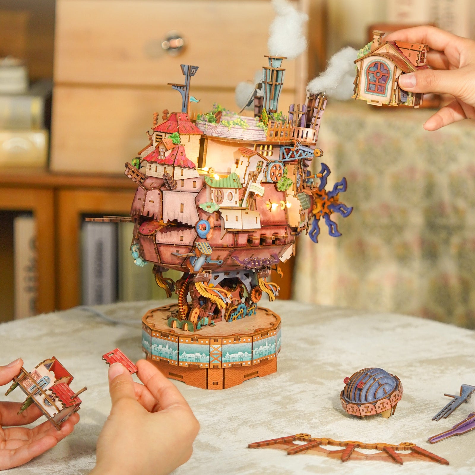KALDRIN DIY 3D Puzzle Transmission Model Kit (Moving Castle)