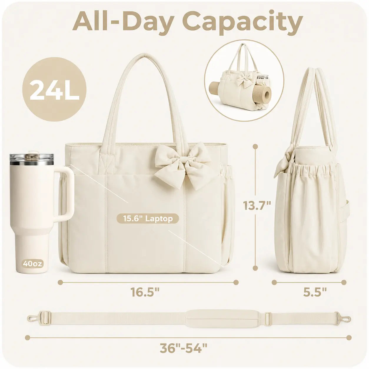 Puffy Bow Everything Tote